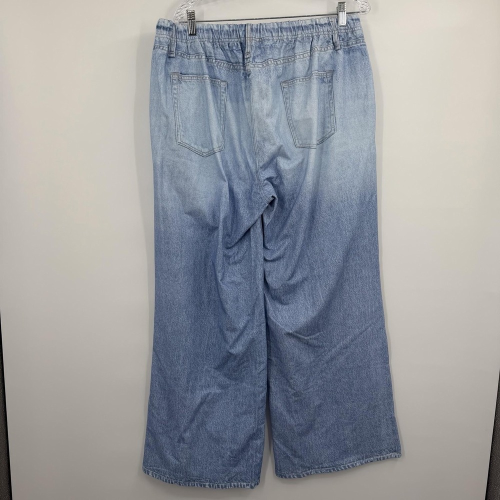 Dear Scarlett Pants Womens 1X Blue Denim Wide Leg Pull On Elastic Waist Zenim - Picture 3 of 12